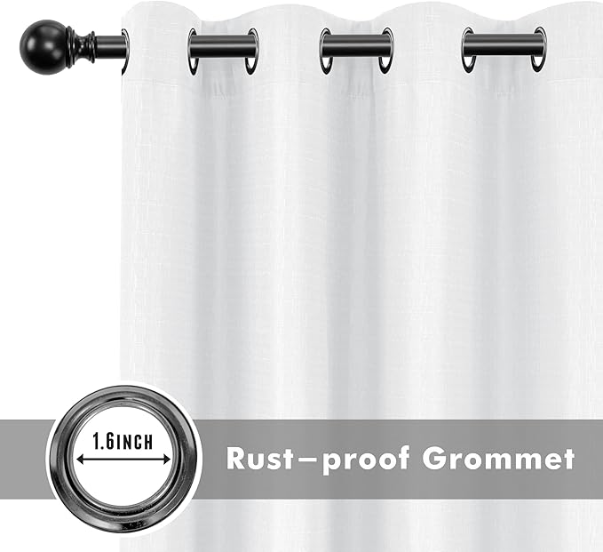 HolidayIdeas 4 Panels Linen Outdoor Curtains for Patio Waterproof White Curtains 84 Inch Length Set-Wide Curtains Weatherproof, Privacy, Textured for Pergola, Porch, Gazebo-110 Wide x 84" Long-Ruum Studio Home