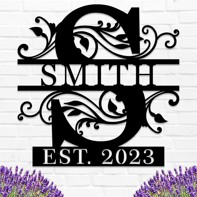 Custom Metal Name Sign | Personalized Metal Signs | Split Letter Monogram Wall Decor | Last Name Sign | Family Name Sign | Anniversary Wedding Gift | Outdoor Metal Art | Housewarming Gift-Ruum Studio Home