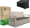 EconoHome 3 Seat Outdoor Storage Bench with Rain Cover - 90 Gallon Capacity - Weatherproof Resin Bench for Patio, Porch, Garden, Yard, Pool Area - Furniture for Pool Accessories, Gardening Tools-Ruum Studio Home