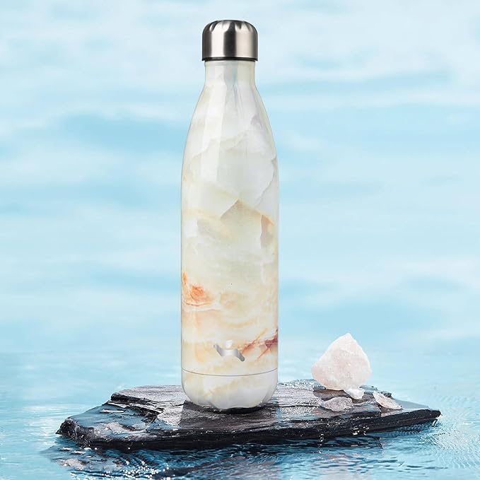 Insulated Water Bottles,25 oz Double Wall Stainless Steel Vacumm Metal Flask for Sports Travel,Marble Jade-Ruum Studio Home