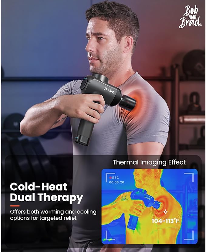BOB AND BRAD X6 Pro Max Massage Gun with Heat-Cold and Metal Head Therapy, Percussion Deep Tissue Massager Gun for Athletes, Electric Muscle Massage Gun with 6 Replacements-Ruum Studio Home