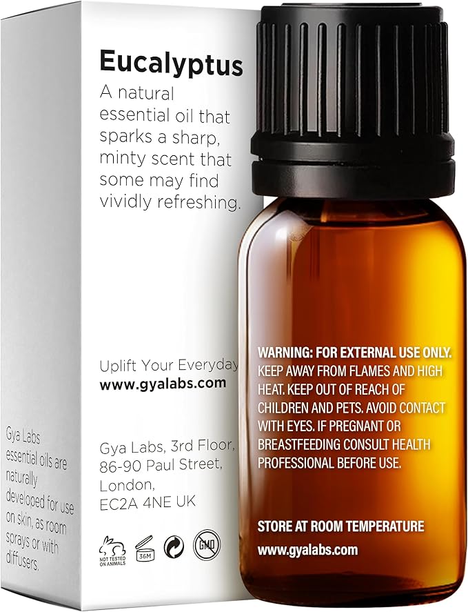 Gya Labs Eucalyptus Essential Oil for Diffuser - 0.34 Fl Oz - 100% Pure Natural Eucalyptus Oil for Skin, Humidifier, Candle Making & Aromatherapy - Fresh, Cooling Scent-Ruum Studio Home