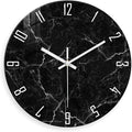 Black Minimalist Wall Clocks for Living Room Glass Marble Pattern Wall Clocks Battery Operated 12 Inch Abstract Wall Clock Non Ticking-Ruum Studio Home