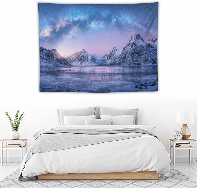HZOHNAGO Mountain Tapestry Aurora Snow Mountain Sunset Pattern Printed Wall Tapestry Wall Hanging for Bedroom Living Room Dorm 40" W x 30" H-Ruum Studio Home