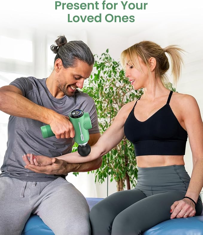 RENPHO Massage Gun Deep Tissue, Portable Percussion Massager for Back and Neck, Gifts for Men and Women, Handheld Device with Carry Case, Active Green-Ruum Studio Home