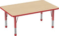 FDP Rectangle Activity School and Classroom Kids Table (30 x 48 inch), Chunky Toddler Legs, Adjustable Height 15-24 inches - Maple Top and Red Edge-Ruum Studio Home