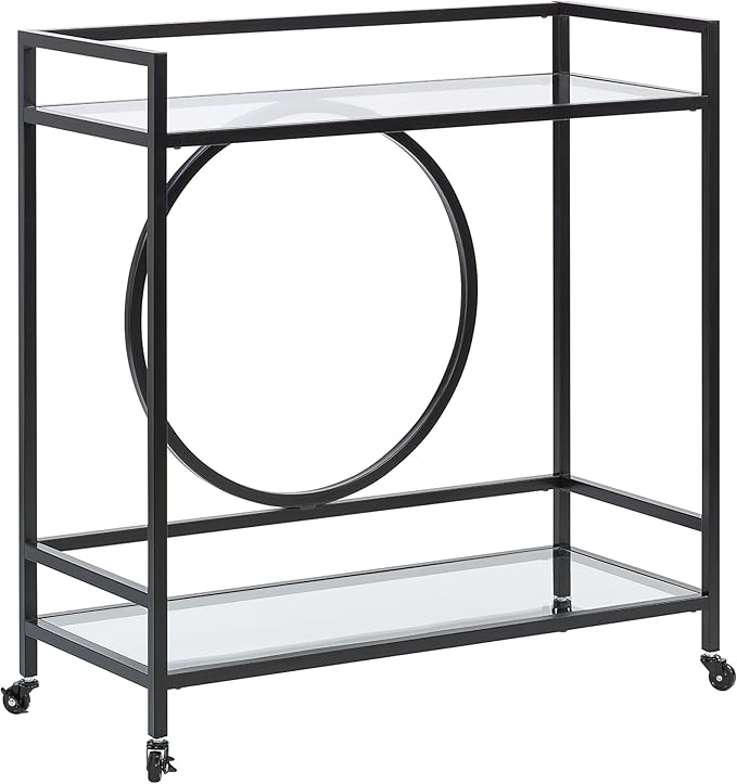 Sauder International Lux Bar Cart, Black Finish-Ruum Studio Home