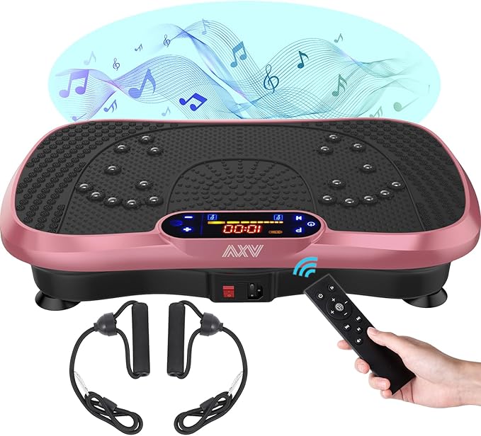 AXV Vibration Plate Fitness Platform Exercise Machine Vibrating Lymphatic Drainage Shaking Full Body Shaker Workout Vibrate Stand Shake Board Sport Gym for Weight Loss Fat Burner for Women Men-Ruum Studio Home
