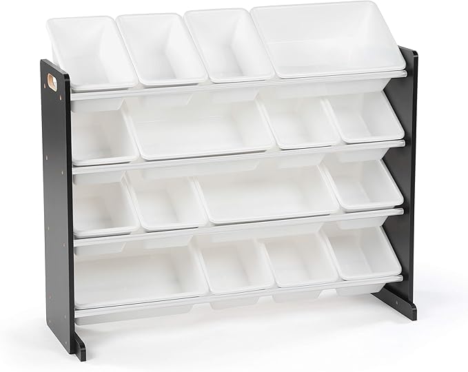 Humble Crew Supersized Toy Storage Organizer with 16 Removable Bins, Black/White – Large Toy Storage for Toddlers Ideal for Kids' Rooms, Playrooms, and Nurseries - Modern Toy Bins for Kids-Ruum Studio Home