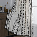 Sutuo Home Black and White Boho Curtain 84 Inches Length for Bedroom, Printed Cotton Linen Geometric Rod Pocket Chic Semi Blackout Bohemian Tassels Window Treatment, 1 Panel 59" W x 84" L-Ruum Studio Home
