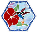Bieye MSS003 Tiffany Style Stained Glass Mosaic Decorative Stepping Stone for Garden Decor (13" Hexagonal, Hummingbird)-Ruum Studio Home