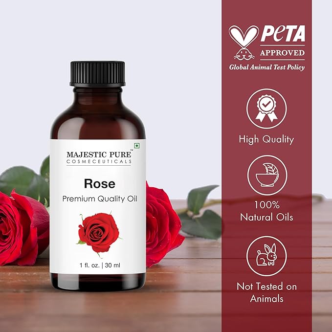 Majestic Pure Rose Essential Oil with Glass Dropper - 1 Fl Oz - 100% Pure and Natural Rose Oil - Premium Grade Essential Oils for Diffuser, Aromatherapy, Soap and Candle Making-Ruum Studio Home
