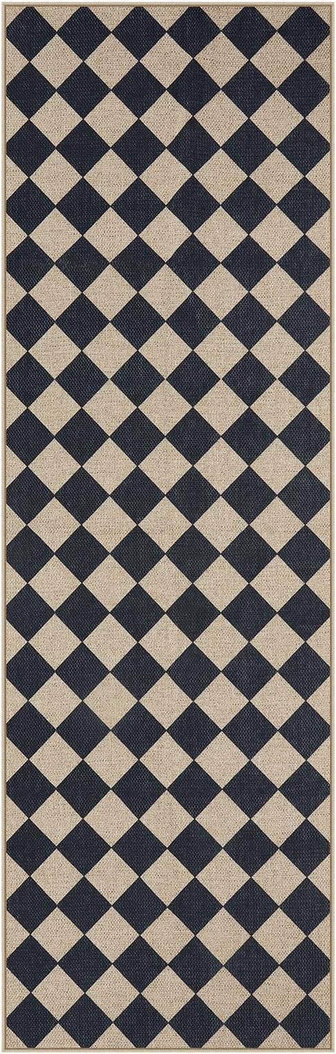 Lahome Checkered Outdoor Runner Rug, 2x8 Kitchen Runner Rugs for Non Skid Washable Entryway Carpet, Checkerboard Non Slip Non Shedding Carpet for Bedroom-Ruum Studio Home