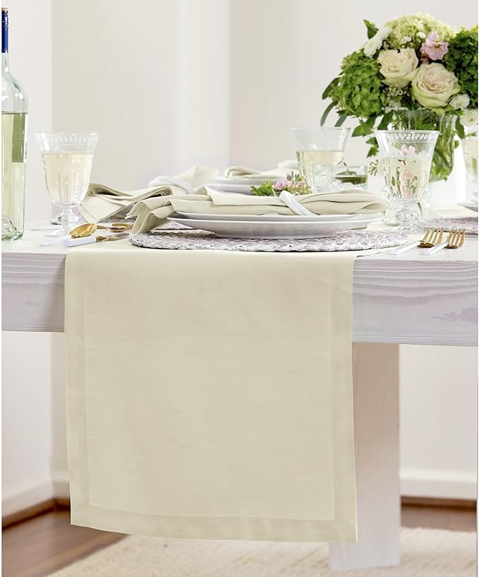 Solino Home Linen Table Runner 72 Inches Long - 100% Pure Linen Birch Table Runner 14 x 72 Inch for Fall, Autumn, Thanksgiving - Fete-Ruum Studio Home