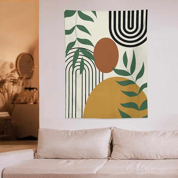 ICMOLYYENLO Boho Plant Aesthetic Tapestry, Abstract Medieval Arch Sun Home Aesthetic Wall Hanging For Bedroom Living Room Dormitory Tapestry 50x60 Inches-Ruum Studio Home
