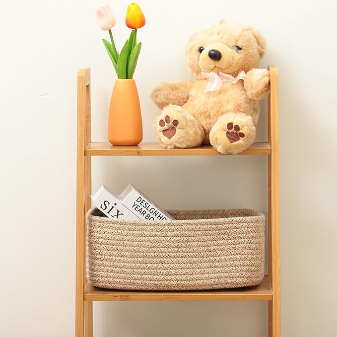 Small Storage Baskets for Organizing | Closet Organizer Bins | Shelf Toy Basket | Woven Rope Baskets | Cube Decorative Box | Shallow Basket | 11.5x7.5x4.7” | 3 Packs Mixed Brown-Ruum Studio Home