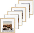 HAUS AND HUES Solid Oak Wood 12”x12” Picture Frames Matted to 8”x8” Set of 6 - Photo Gallery Wall Frames 12x12, Wood Picture Frames with Mat, 12x12 Gallery Wall Set (Beige Oak Frames)-Ruum Studio Home