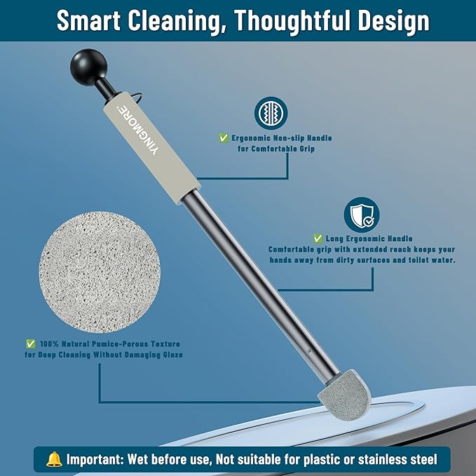 Pumice Stone for Toilet Cleaning,16.14In Extra Long Handle Toilet Pumice Stone Toilet Bowl Cleaner Brush Toilet Scrubber for Toilets Bathtubs Grills Sinks-Ruum Studio Home