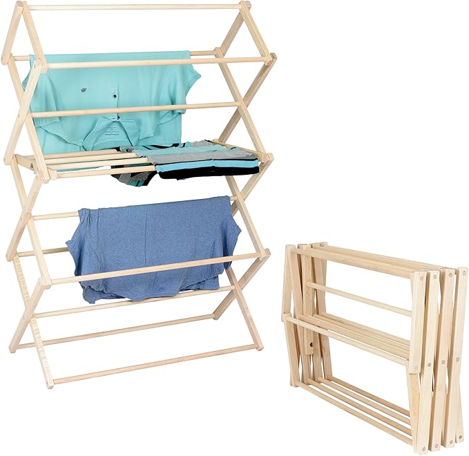 Pennsylvania Woodworks Clothes Drying Rack: Solid Maple Hard Wood Laundry Rack for Sweaters, Blouses, Lingerie & More, Durable Folding Drying Rack, Made in USA, No Assembly Needed, Large-Ruum Studio Home