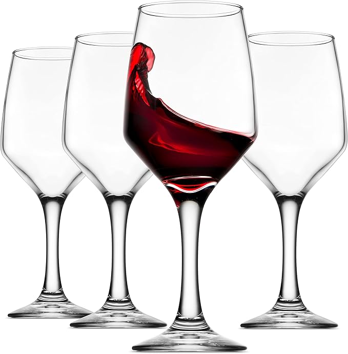 Godinger Wine Glasses, Italian Made Red Wine Glasses, Wine Glass, Stemmed Drinking Glasses, Glass Cups - Made in Italy, 15oz, Set of 4-Ruum Studio Home