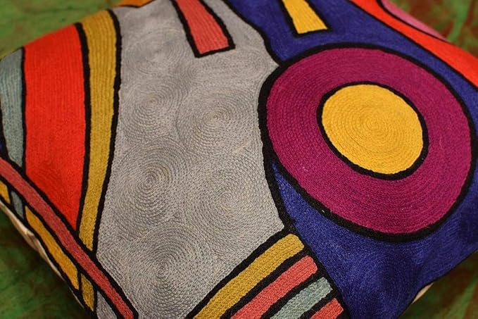 Kandinsky Modern Pillow Cover - Soul Abstract Pillows Farmhouse Chair Cushion Contemporary Couch Pillows Outdoor Mid Century Sofa Cushion Handmade Wool Size 18x18-Ruum Studio Home