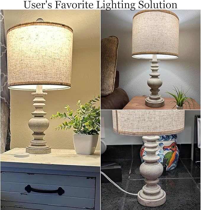 BOBOMOMO Tradition 20" Rustic Table Lamp Set of 2 for Living Room Bedroom Bedside Desk Lamps Bedroom Nightstand Vintage Lamps Linen（Suitable for Decorating Small Areas）-Ruum Studio Home