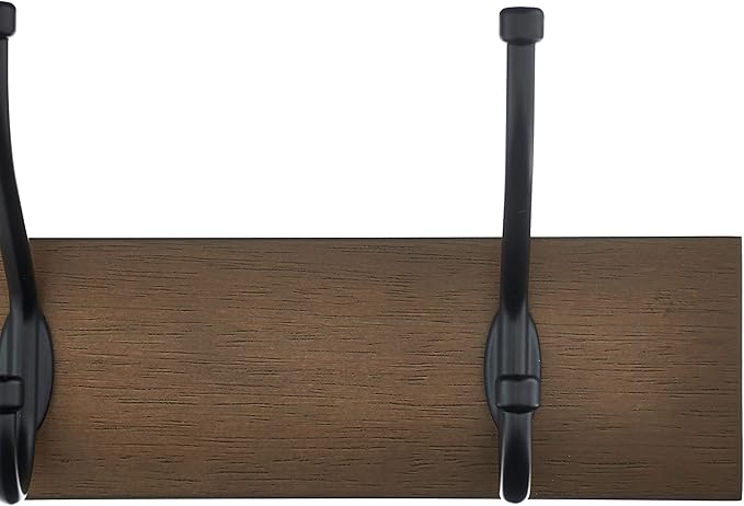 Amazon Basics Rectangular Farmhouse Wall-Mounted Coat Rack with Storage Hooks, 5 Hooks, Barnwood-Ruum Studio Home
