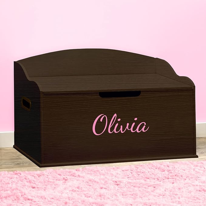 DIBSIES Personalized Creative Wonders Toy Box, Signature Series for Girls, 30 x 19.25 x 18 inches, Soft-Close Lid (Espresso)-Ruum Studio Home