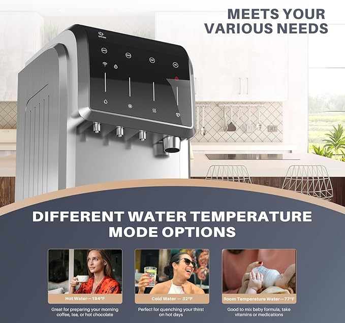 ICEPURE Multi-Function WiFi Water Cooler with Bullet and Crushed/Chewable Ice Maker, 5 Gallon Bottle Bottom Loading, Hot Cold Water Dispenser Built-in Ice Machine Combo, 35lbs/24H, Stainless Steel-Ruum Studio Home