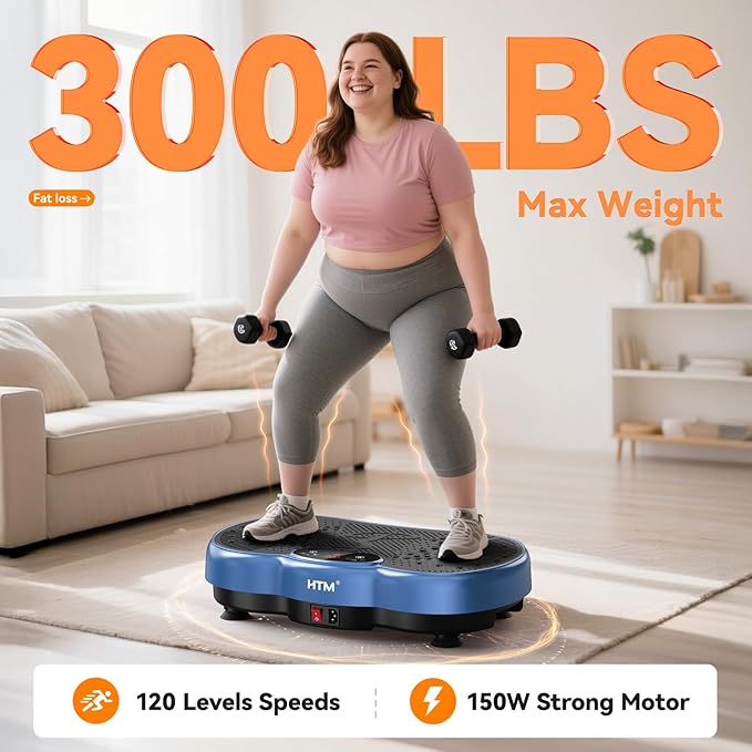 Vibration Plate Exercise Machine - 300 lbs Weight Capacity, 120 Speed Levels, 9 Workout Modes for Home Fitness, Muscle Toning & Weight Loss-Ruum Studio Home