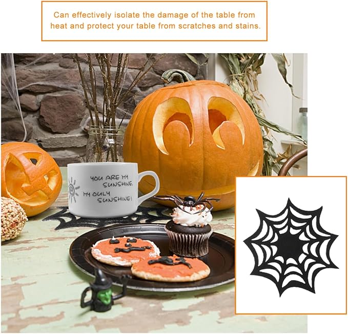 VOSAREA 10pcs Halloween Spider Web Coasters Placemat Decorative Table Placemats Doilies Halloween Decorarion Supplies-Ruum Studio Home