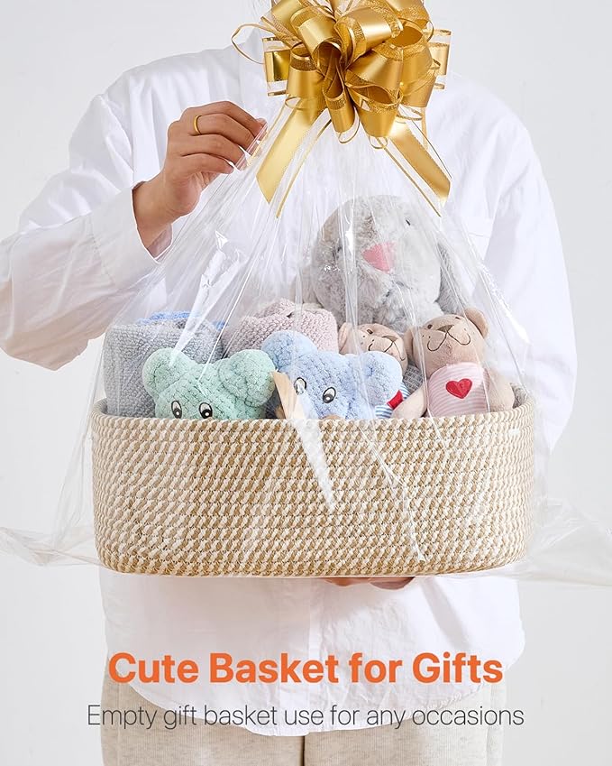 Small Woven Basket, 13.5 x 9.5 x 5 Inches, Storage Basket for Organizing, Cute Small Rope Shelf Closet Cube Storage Bins Baskets for Shelves, Dog Toy Gift Baskets Empty, 3 Pack Brown-Ruum Studio Home