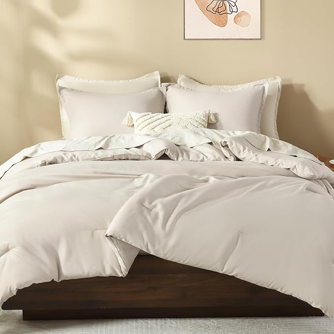 Litanika Comforters Tannish Grey Twin Size, 2 Pieces Lightweight Solid Bedding Set & Collections, All Season Fluffy Bed Set (66x90In Comforter & 1 Pillowcase)-Ruum Studio Home