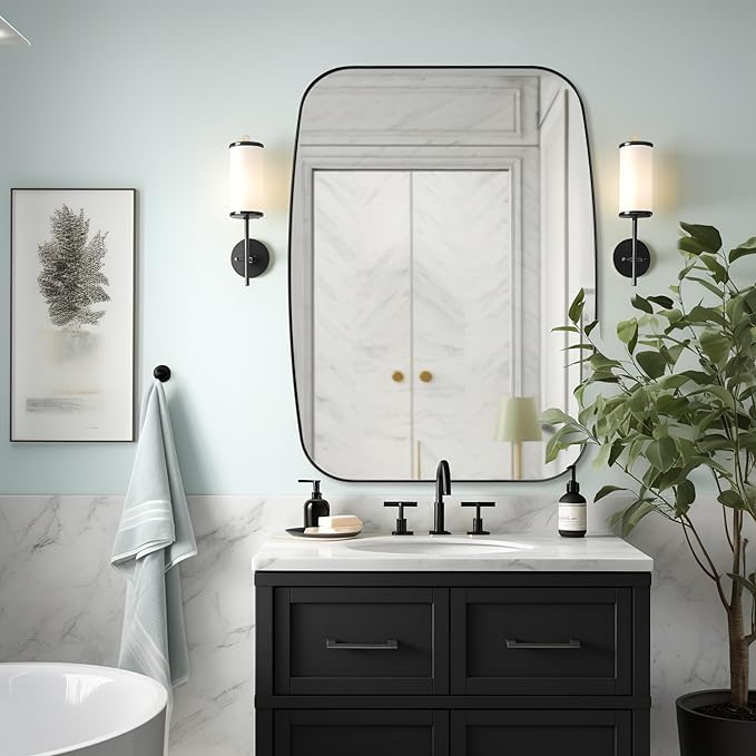 ANDY STAR Black Oblong Mirror, 36x48 Inch Black Oval Mirror for Bathroom with Stainless Steel Metal Frame, Wall Mouned for Bathroom, Living Room, Entryway-Ruum Studio Home