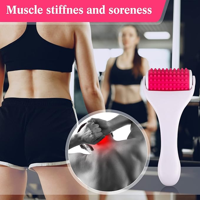 2 Pcs Muscle Roller Stick Fascia Body Cellulite Face Muscle Massage Roller Manual Massage Tools for Muscles Relief Neck Arm Back Leg Body Roller Deep Trigger Points Release Roller (White, Rosy)-Ruum Studio Home