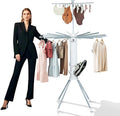 Clothes Drying Rack 2025 Upgrade 4-Legged 3-Tier Foldable Laundry Rack with 4 Pulleys 20 Clips,6 Shoe Dryers 16Drying Rods for Indoor/Outdoor, Camping, Poolside Space Saving, Whit-Ruum Studio Home