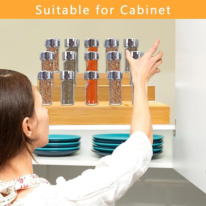 Spice Rack Organizer for Cabinet - Bamboo Spice Shelf, 3 Tier Seasoning Organizer for Countertop, Kitchen, Pantry 2 Pack-Ruum Studio Home