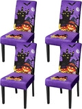 JQinHome Purple Halloween Chair Slipcover, Castle Chair Covers Set of 4, High Stretch Washable Chair Protector Cover for Dining Room, Kitchen,Home Party,Wedding Ceremony(Purple,4PC)-Ruum Studio Home