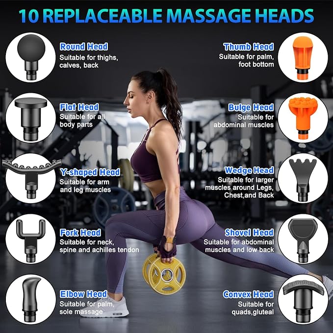 TOLOCO Massage Gun, Deep Tissue Back Massage for Athletes for Pain Relief, Percussion Massager with 10 Massages Heads & Silent Brushless Motor, Carbon-Ruum Studio Home