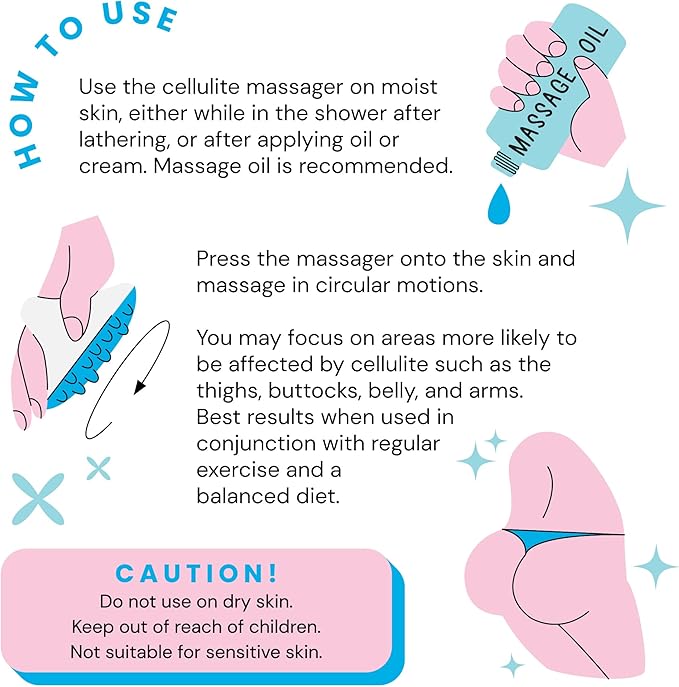Scala Silicone Anti Cellulite Massager, Body Shower Scrubber, Cellulite Remover - Improve Circulation, Distribute Fat Deposits, Body Massager, Exfoliator, Fat Roller Use with Creams and Oils, Aqua-Ruum Studio Home
