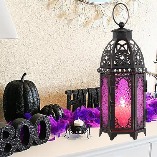 NEEDOMO Halloween Decorations,11'' Moroccan Lanterns Decorative Indoor & Outdoor, Vintage Christmas Candle Holder, Metal Lanterns Decorative, Table, Patio, Porch, Shelf, Christmas Spring Home Decor-Ruum Studio Home