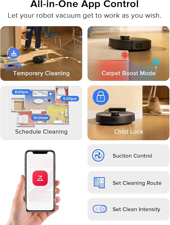 roborock Q7 L5 Robot Vacuum and Mop Combo, 8,000Pa Suction, Upgraded from Q5 Pro, Dual Anti-Tangle System, LiDAR Navigation, Multi-Level Mapping, Self-Charging Robotic Vacuum Cleaner, Black-Ruum Studio Home