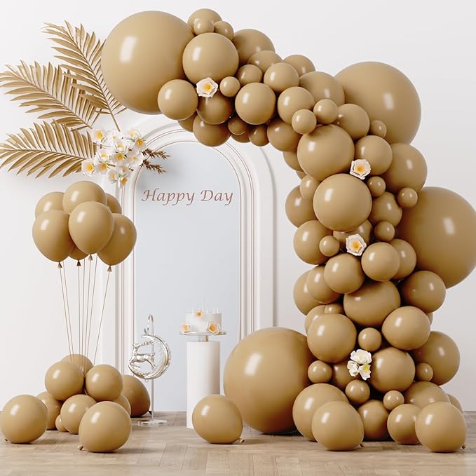130pcs Tan Balloons Different Sizes 18" 12" 10" 5" Light Brown Latex Balloon Garland Arch Kit for Birthday Baby Shower Graduation Wedding Gender Reveal Anniversary Party Decorations-Ruum Studio Home