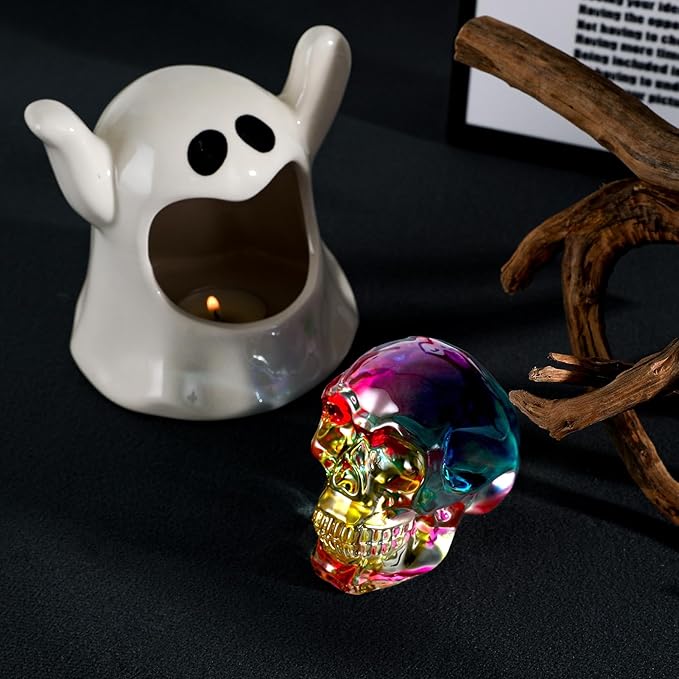 Model Statue for Home Décor Crystal Skull Decorative Figurine Gifts for Women Husbands Halloween Head Figurine Decoration Gift (Multi-Color Skull)-Ruum Studio Home