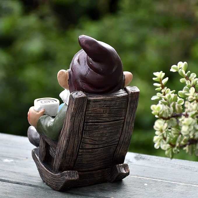 OwMell Drinking Coffee Garden Gnome Statue Decoration 7.3" Figurine Ornament for Indoor Outdoor Home Patio Yard Lawn - Coffee-Ruum Studio Home