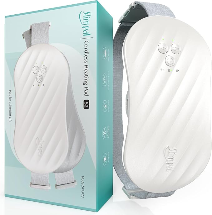 Slimpal Heating Pad for Period Cramps, Portable Heating Pad for Menstrual Relief, Electric Cordless Heating Belt for Back, Belly, Waist, Stomach, Wearable Heat Belt Gifts for Her Women Girl, White-Ruum Studio Home