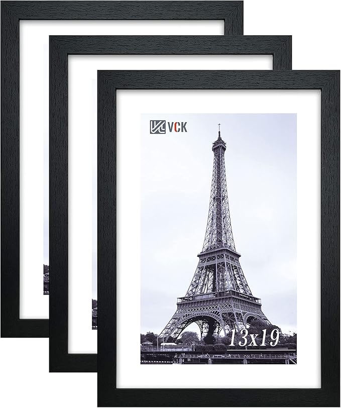 VCK Poster Frames 13x19 Black 3 Pack, Solid Wood Picture Frames for Wall Mounting Hanging Art and Puzzle Frame-Ruum Studio Home