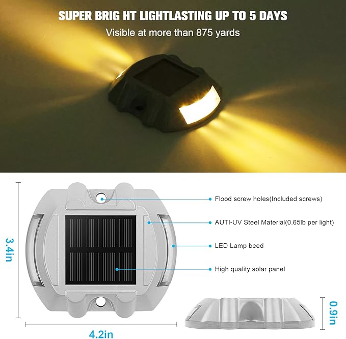 VOLISUN Solar Deck Lights, 16-Pack Led IP67 Waterproof Outdoor Warning Step Lights for Driveway, Sidewalk, Garden Pathway, Yard (Warm White)-Ruum Studio Home