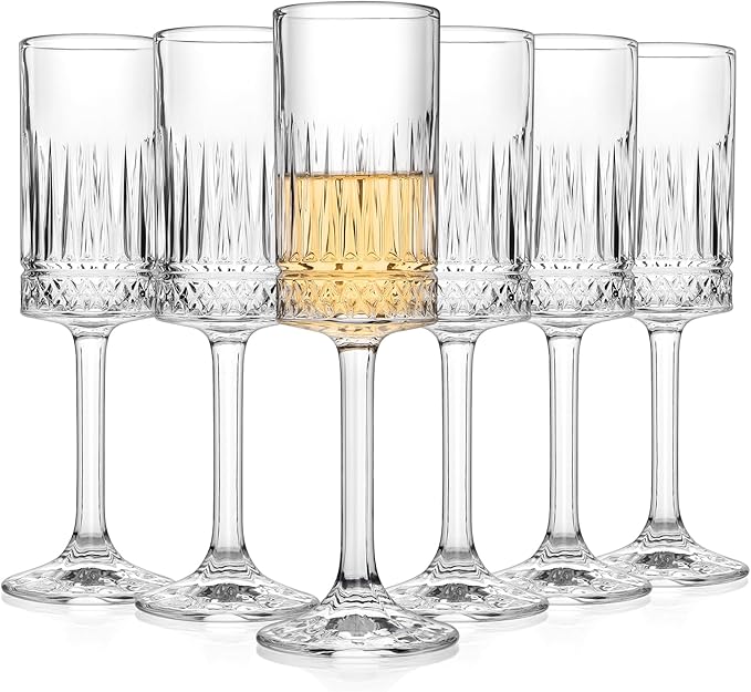 Champagne Flutes Set of 6, 7oz Square Champagne Glasses, Lead-Free Crystal Champagne Flute Glass, Unique Gift for Birthday, Wedding, Anniversary-Ruum Studio Home