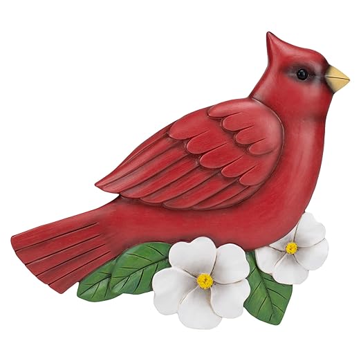 NAT & Jules Animal Character Shaped Dimensional Indoor Outdoor 11 inch Cast Resin Decorative Garden Stepping Stone, Patio, Walkway Sculpture Yard Art, Cardinal Red-Ruum Studio Home